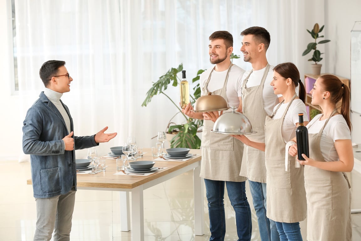 Young People Attending Professional Waiter Courses